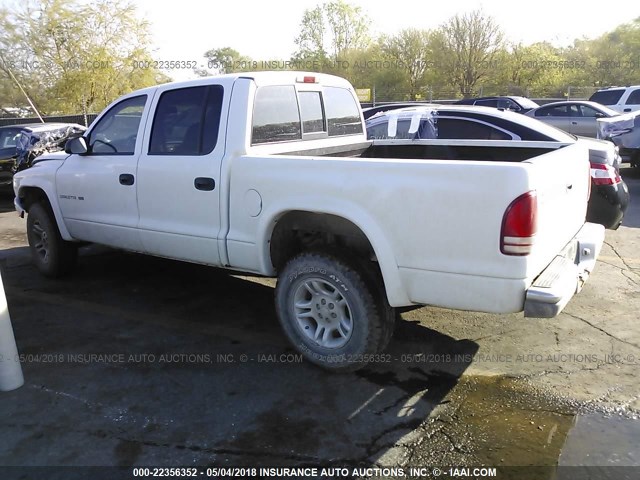 1B7HG2AN11S306800 - 2001 DODGE DAKOTA QUAD WHITE photo 3