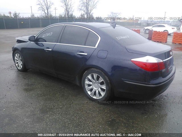 KMHGC46E29U022082 - 2009 HYUNDAI GENESIS 3.8L BLUE photo 3