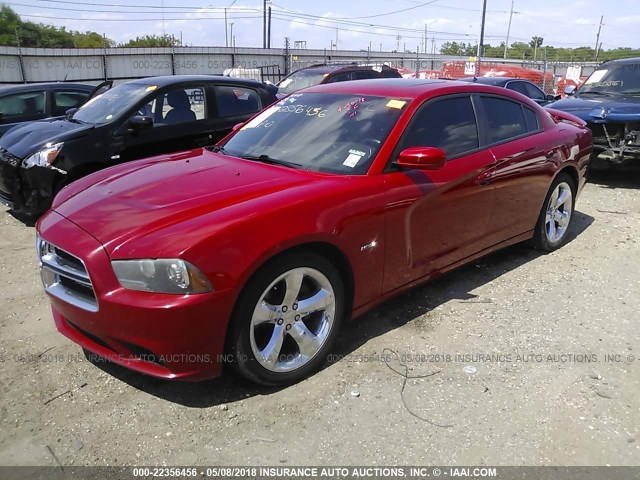 2C3CDXCT4DH594727 - 2013 DODGE CHARGER R/T RED photo 2