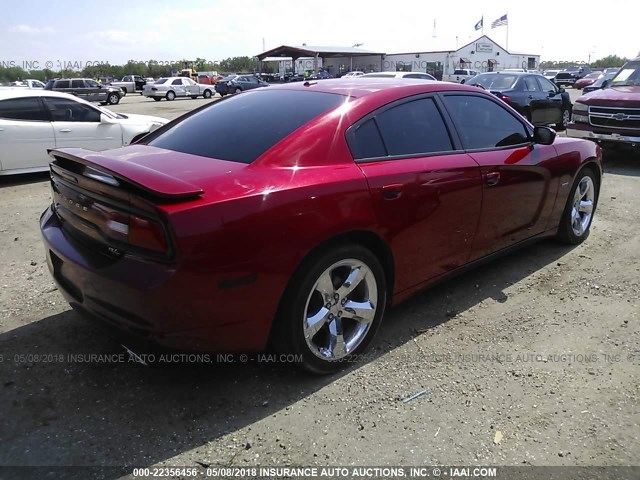 2C3CDXCT4DH594727 - 2013 DODGE CHARGER R/T RED photo 4
