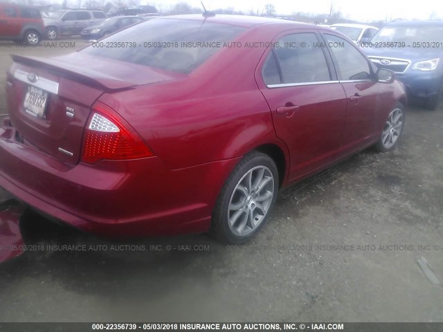 3FAHP0CG5CR183882 - 2012 FORD FUSION SEL RED photo 4