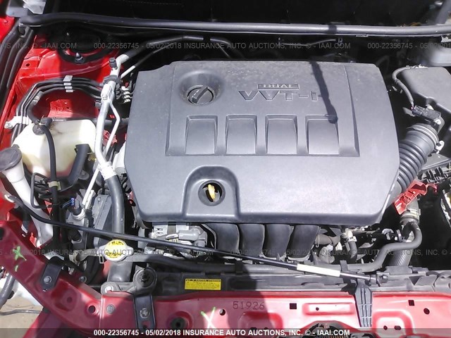 2T1KU4EE4BC665355 - 2011 TOYOTA COROLLA MATRIX  RED photo 10