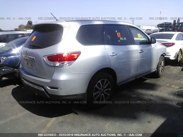 5N1AR2MN4DC665933 - 2013 NISSAN PATHFINDER S/SV/SL/PLATINUM 银色 照片 4