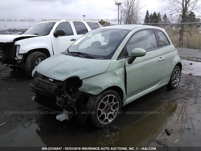 3C3CFFBR9CT103908 - 2012 FIAT 500 SPORT GREEN photo 2