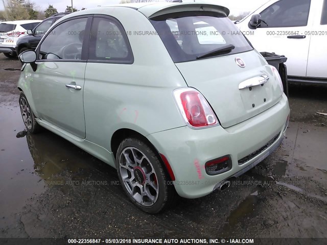 3C3CFFBR9CT103908 - 2012 FIAT 500 SPORT GREEN photo 3