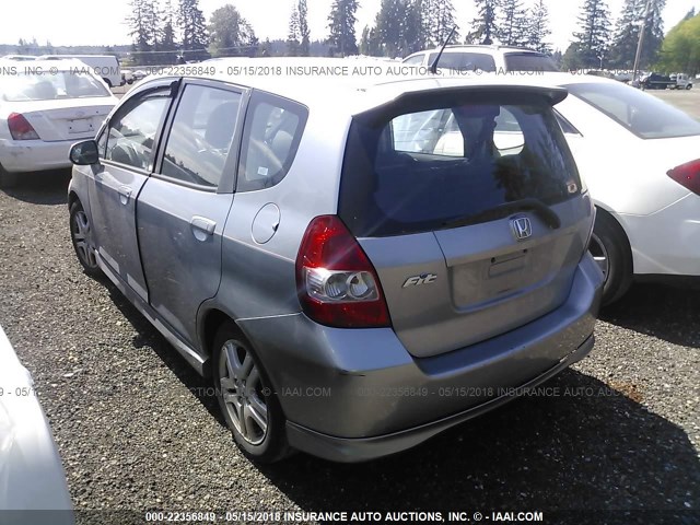 JHMGD38647S038678 - 2007 HONDA FIT S GRAY photo 3