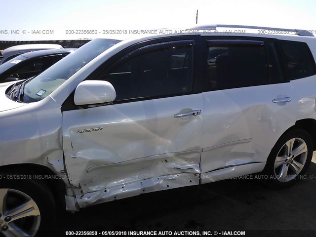 JTEYK3EH8A2096586 - 2010 TOYOTA HIGHLANDER LIMITED WHITE photo 6