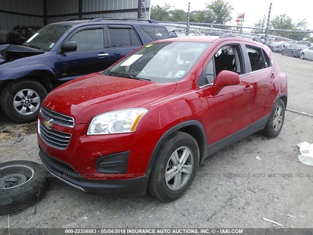 3GNCJLSB3FL242438 - 2015 CHEVROLET TRAX 1LT RED photo 2