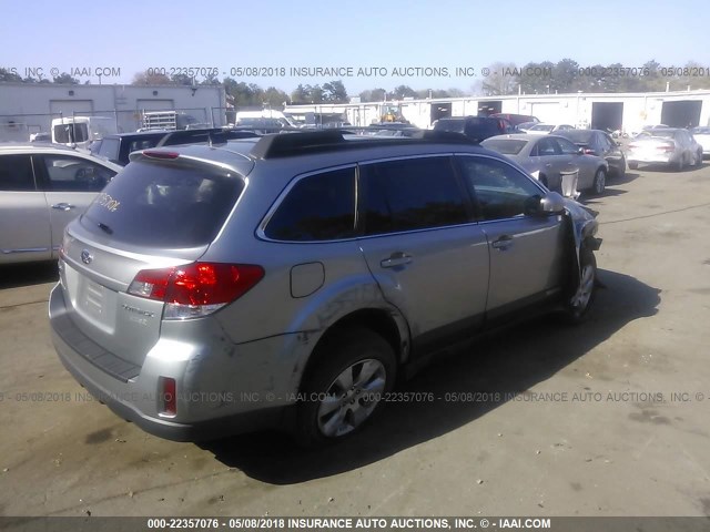 4S4BRBLC1B3402221 - 2011 SUBARU OUTBACK 2.5I LIMITED SILVER photo 4