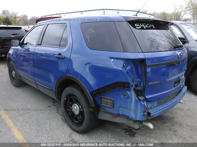 1FM5K8AT7EGC14159 - 2014 FORD EXPLORER POLICE INTERCEPTOR BLUE photo 3