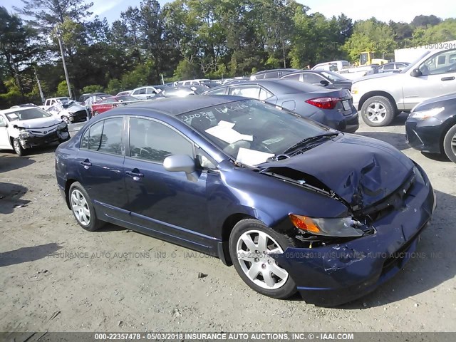 1HGFA16548L113560 - 2008 HONDA CIVIC LX BLUE photo 1