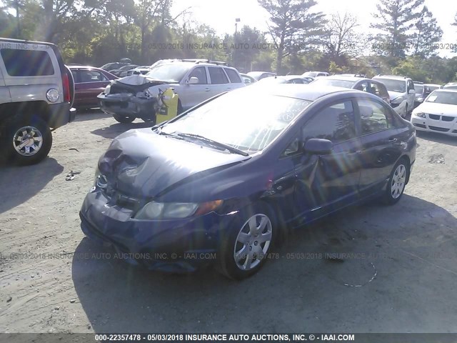 1HGFA16548L113560 - 2008 HONDA CIVIC LX BLUE photo 2