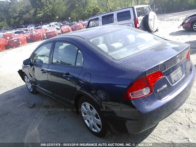 1HGFA16548L113560 - 2008 HONDA CIVIC LX BLUE photo 3