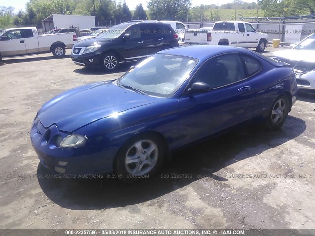 KMHJG25F11U260633 - 2001 HYUNDAI TIBURON BLUE photo 2