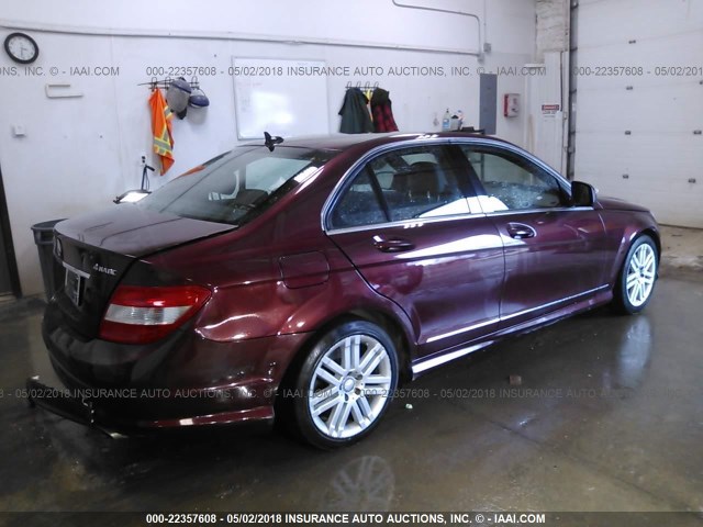 WDDGF81X28F098714 - 2008 MERCEDES-BENZ C 300 4MATIC BURGUNDY photo 4