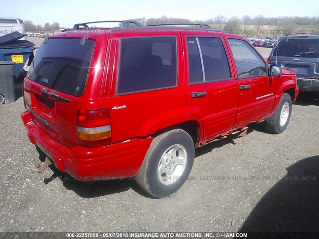 1J4GZ48SXWC230194 - 1998 JEEP GRAND CHEROKEE LAREDO/SPECIAL RED photo 4