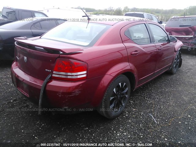 1B3LC56K68N629336 - 2008 DODGE AVENGER SXT RED photo 4