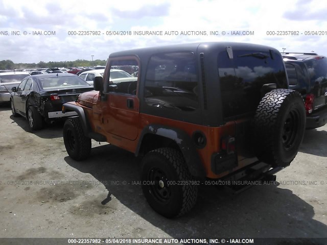 1J4FA49S02P737223 - 2002 JEEP WRANGLER / TJ SPORT ORANGE photo 3