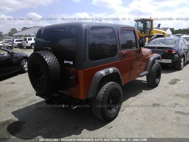 1J4FA49S02P737223 - 2002 JEEP WRANGLER / TJ SPORT ORANGE photo 4