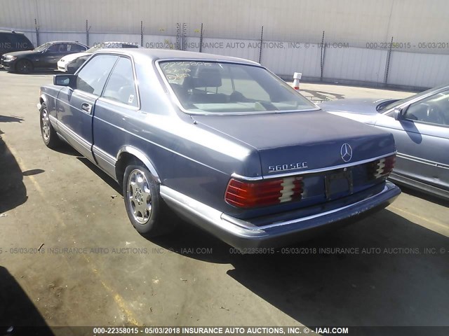 WDBCA45D0JA365396 - 1988 MERCEDES-BENZ 560 SEC BLUE photo 3