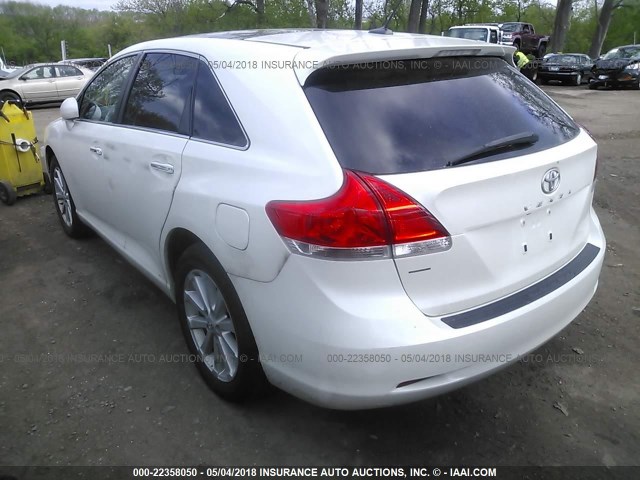 4T3ZA3BB1BU039909 - 2011 TOYOTA VENZA WHITE photo 3