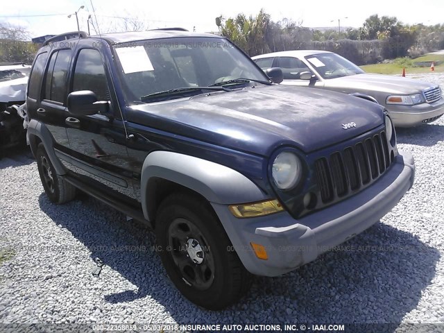 1J8GK48K26W106759 - 2006 JEEP LIBERTY SPORT BLUE photo 1