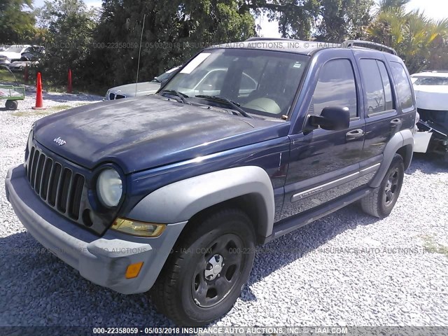 1J8GK48K26W106759 - 2006 JEEP LIBERTY SPORT BLUE photo 2