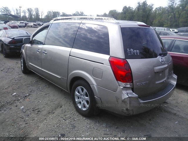 5N1BV28U57N104702 - 2007 NISSAN QUEST S/SE/SL GOLD photo 3