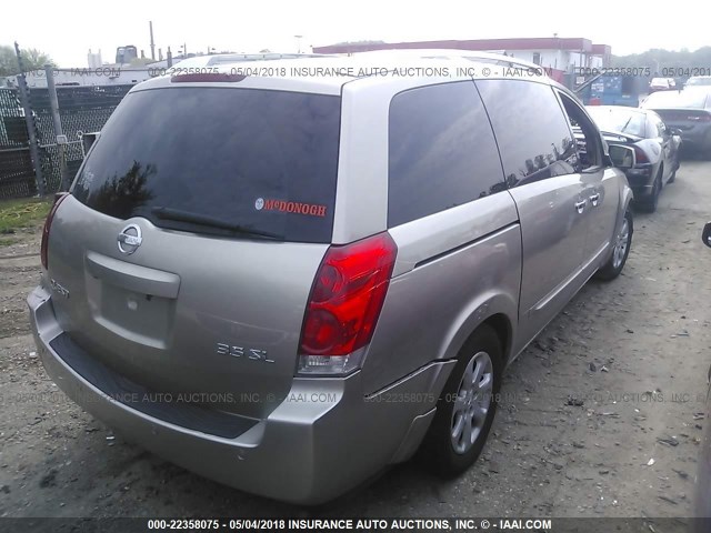 5N1BV28U57N104702 - 2007 NISSAN QUEST S/SE/SL GOLD photo 4