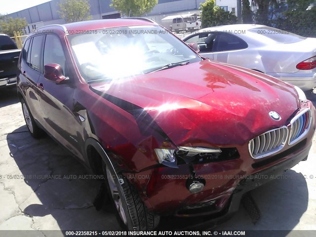 5UXWX7C58DL980697 - 2013 BMW X3 XDRIVE35I BURGUNDY photo 1