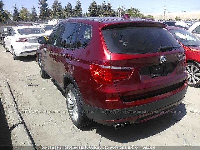 5UXWX7C58DL980697 - 2013 BMW X3 XDRIVE35I BURGUNDY photo 3