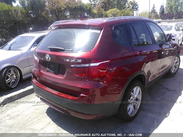 5UXWX7C58DL980697 - 2013 BMW X3 XDRIVE35I BURGUNDY photo 4