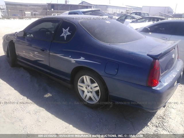 2G1WK151X69159689 - 2006 CHEVROLET MONTE CARLO LT BLUE photo 3