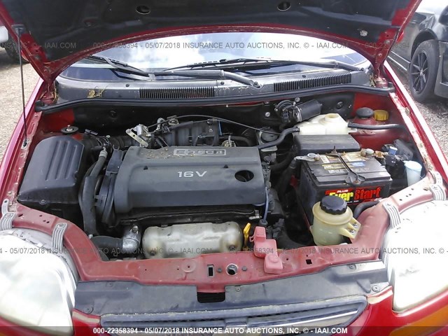 KL1TD526X5B495858 - 2005 CHEVROLET AVEO LS RED photo 10