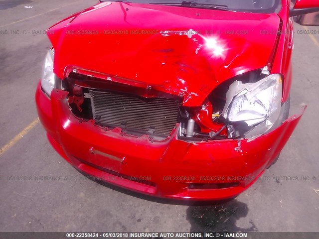 KL1TD56647B051520 - 2007 CHEVROLET AVEO LS RED photo 6