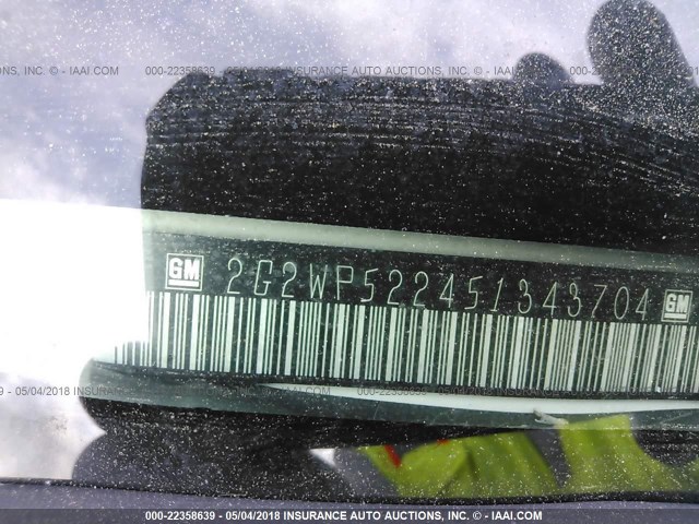 2G2WP522451343704 - 2005 PONTIAC GRAND PRIX WHITE photo 9