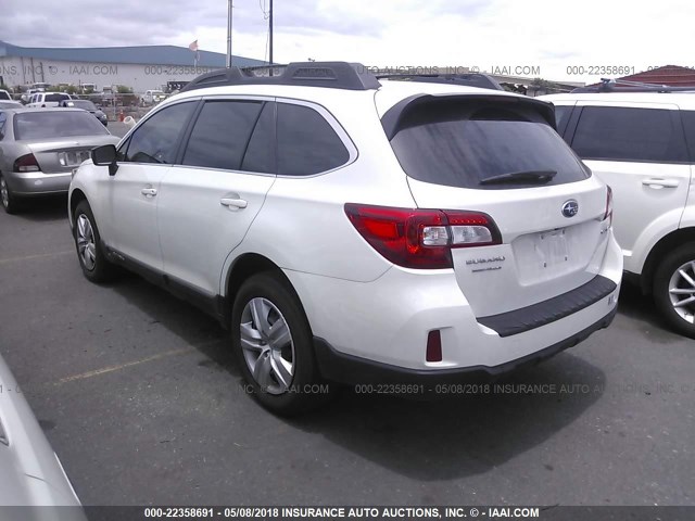 4S4BSBAC6F3312270 - 2015 SUBARU OUTBACK 2.5I WHITE photo 3