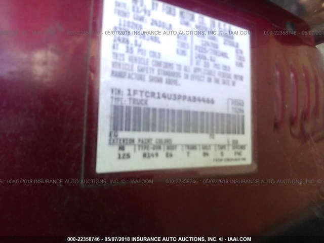 1FTCR14U3PPA84466 - 1993 FORD RANGER SUPER CAB RED photo 9