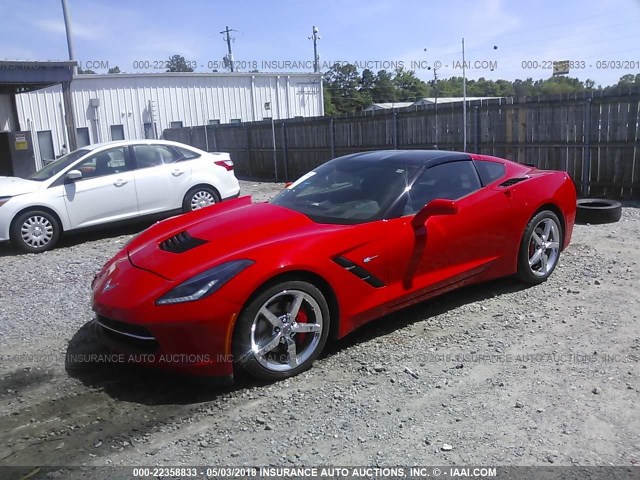 1G1YF2D78E5119566 - 2014 CHEVROLET CORVETTE STINGRAY/3LT RED photo 2