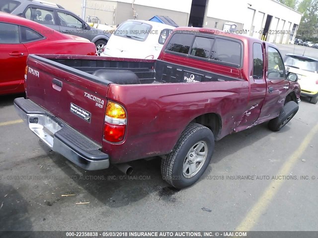 5TEVL52N41Z845311 - 2001 TOYOTA TACOMA XTRACAB RED photo 4