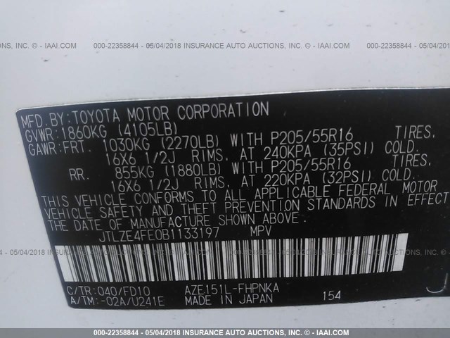 JTLZE4FE0B1133197 - 2011 TOYOTA SCION XB Ağ foto 9