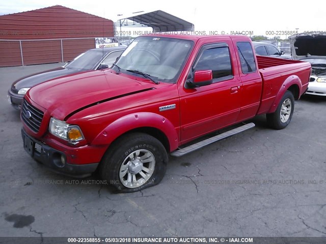 1FTYR14U98PA40155 - 2008 FORD RANGER SUPER CAB RED photo 2