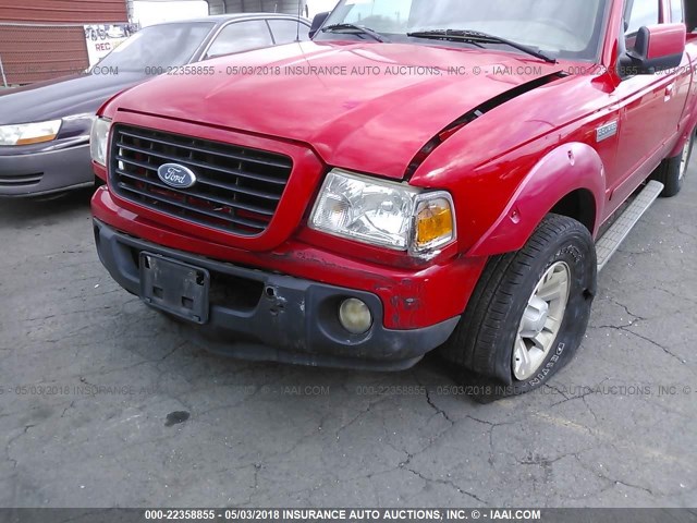 1FTYR14U98PA40155 - 2008 FORD RANGER SUPER CAB RED photo 6