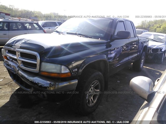 1B7GG2AN11S104499 - 2001 DODGE DAKOTA QUAD BLACK photo 2