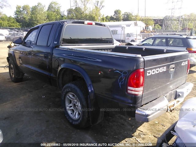 1B7GG2AN11S104499 - 2001 DODGE DAKOTA QUAD BLACK photo 3