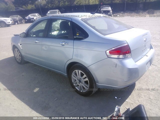 1FAHP35N78W218293 - 2008 FORD FOCUS SE/SEL/SES Light Blue photo 3