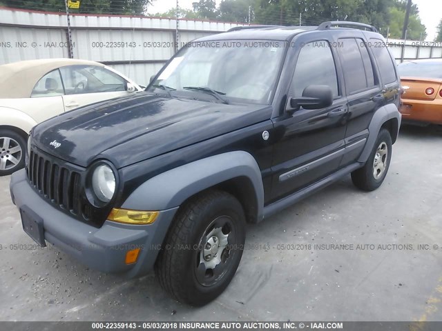 1J8GL48K75W580105 - 2005 JEEP LIBERTY SPORT BLACK photo 2