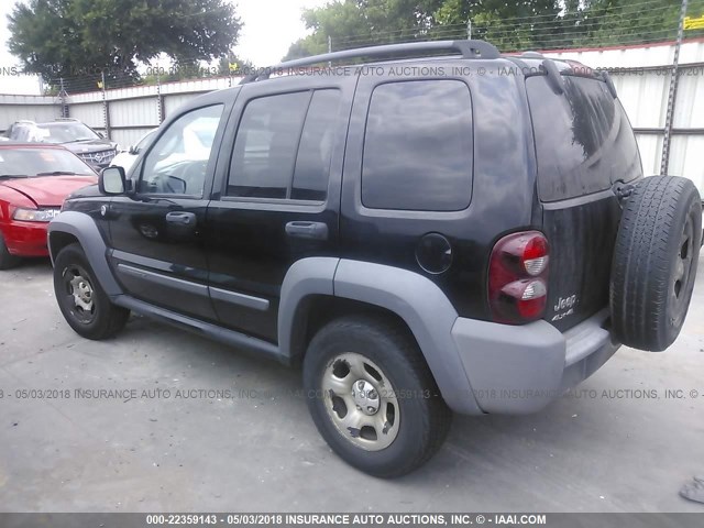 1J8GL48K75W580105 - 2005 JEEP LIBERTY SPORT BLACK photo 3