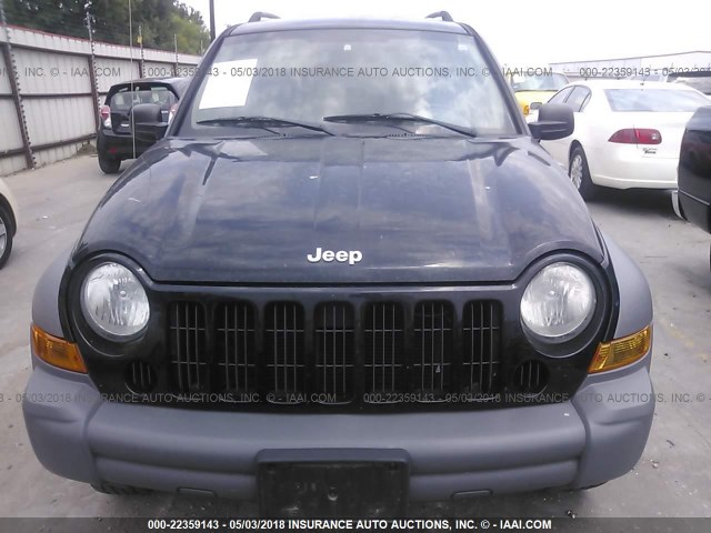 1J8GL48K75W580105 - 2005 JEEP LIBERTY SPORT BLACK photo 6