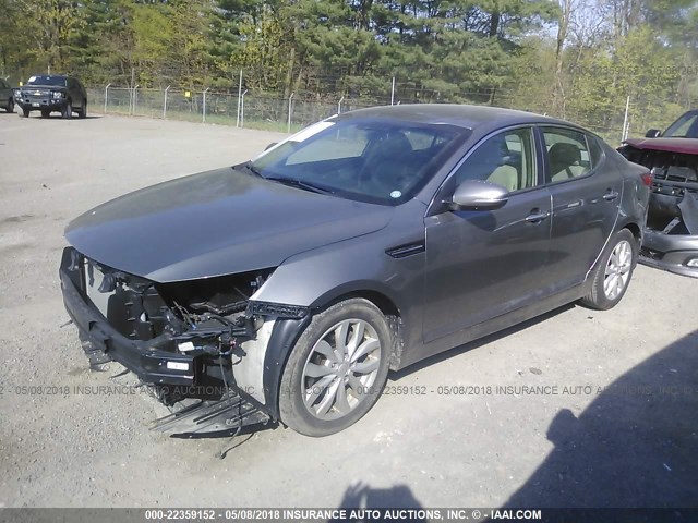 5XXGN4A75EG282516 - 2014 KIA OPTIMA EX GRAY photo 2